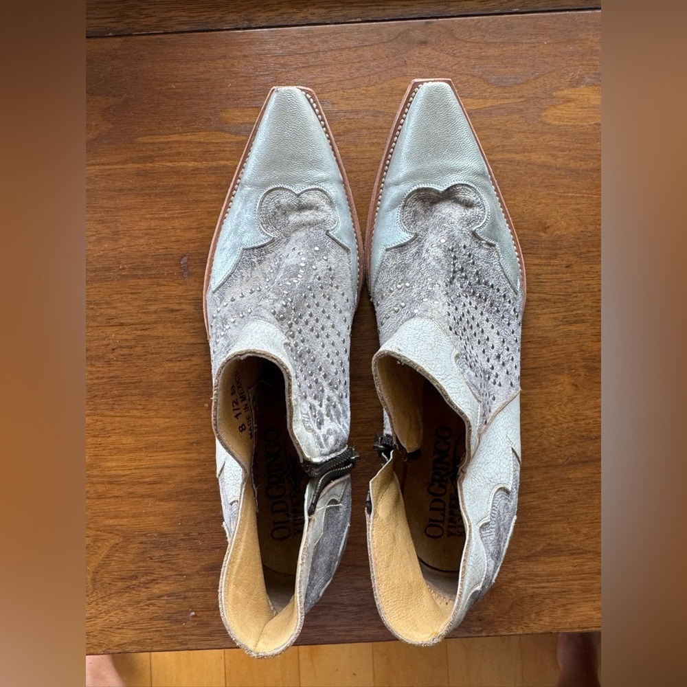 Old Gringo Silver and Cream Ankle Boots - Picture 2 of 10